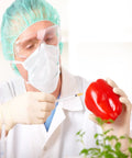 Scientist using Premium 100 Pack 1Ml Luer Lock Syringes With 25Gauge Needles on red bell pepper for precision lab work.
