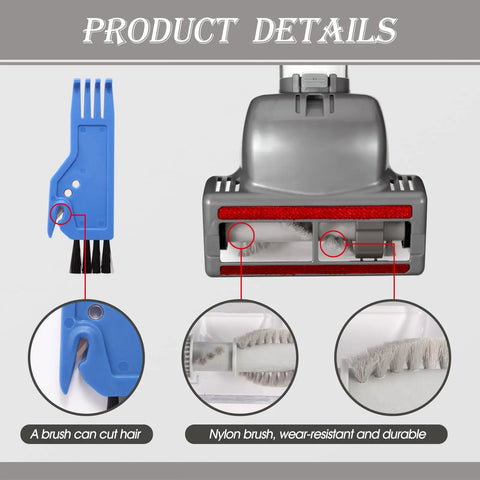 Upgraded Pet Hair Power Brush Attachment For Navigator Lift Away Upright Vacuum Cleaners Deluxe Upright NV360 NV350 NV356E NV370 NV22L UV420 UV440 Replacement Part 119FFJ Gray, showing detailed components with cleaning brush and bristles
