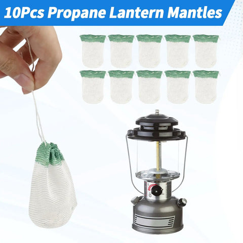 10 Pack Propane Lantern Mantles with Clear Glass Globe for Camping Lanterns, U Shape and Standard Replacement Parts