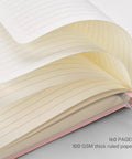 Close-up of open Ten Pack A5 Lined Notebooks with Durable Hardcover, 160 Pages Each, 100gsm College Ruled Paper, Pastel Colors