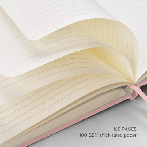 Close-up of open Ten Pack A5 Lined Notebooks with Durable Hardcover, 160 Pages Each, 100gsm College Ruled Paper, Pastel Colors