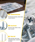 Premium Hardware Nails And Wood Screws Kit, 320-Piece Assortment With 11 Sizes, Phillips Flat Head, Galvanized Steel, Storage Box
