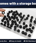 Quarter Inch Twenty Nylon Insert Lock Nuts 65 Pieces Black Oxide 304 Stainless Steel Nylock Nuts in storage box