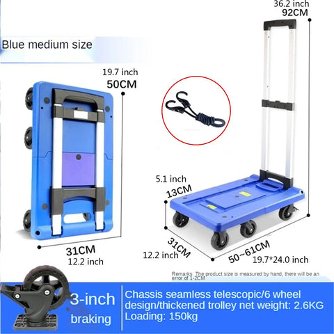 Heavy Duty Folding Hand Truck With Slick Retractable Chassis For Zero Sweat Luggage And Office Moving Solid Aluminum Handle And Rugged Plastic Platform Collapsible Utility Hauler Real Deal Toughness