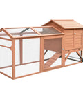 96.5-Inch Wooden Chicken Coop With Portable Wheels, Hen House And Nesting Box, showing large outdoor run and ramp access