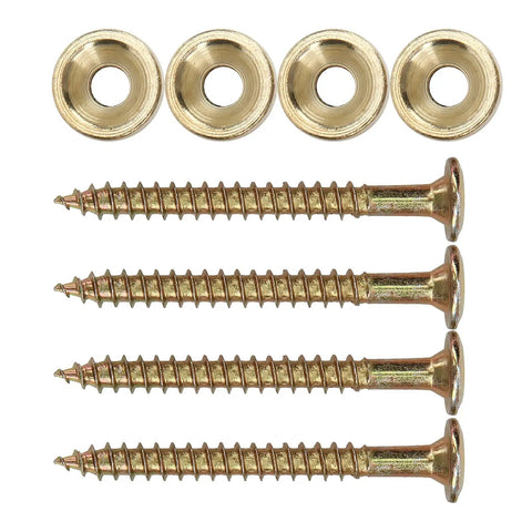 Gold Neck Ferrule Set For Electric Guitars And Bass, 4 Pack Neck Joint Bushing With Screws, Metal Ferrule Bolts, Shims And Spacers, Rock Solid Connection, Easy Install Repair Parts gold ferrules and screws set