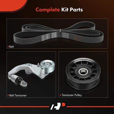 Engine Serpentine Belt Drive Kit For Honda Civic 2012 2015 And Acura ILX 2013 2015 with belt, tensioner, pulley
