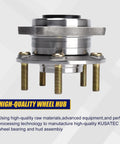 Beefed Up Front And Rear Wheel Bearing And Hub Assembly 513266 For Hyundai Santa Fe Veracruz And Kia Sorento 2007 To 2018 With Five Lug Bolts Without ABS Front And Rear Wheel Hub Replacement For AWD Vehicles side view showing lug bolts and hub design.