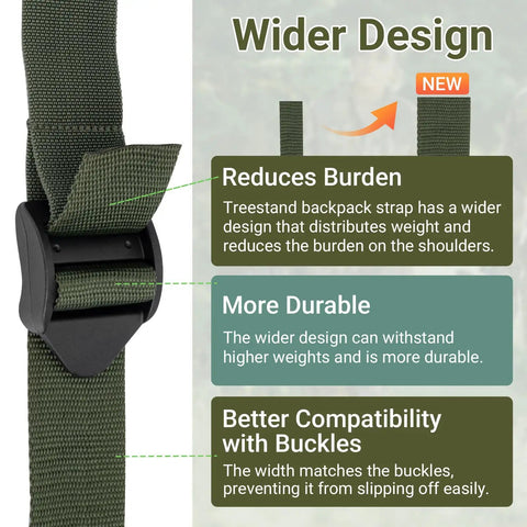 Heavy Duty Tree Stand Backpack Straps With Shoulder And Bungee Tether For Summit Viper Goliath Titian Climbing Treestands Hunt Deer Stand Gear Quiet Easy Carry Versatile Tree Climber Accessories wider design overview