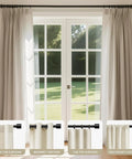 Heavy Duty Adjustable Curtain Rods For Windows 32 To 120 Inches Black 1 Inch Diameter Built To Last Sturdy Rods For Bedroom Kitchen And Sliding Glass Doors Easy Install Brackets Included displayed with curtains