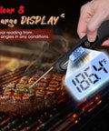 Digital Meat Thermometer Instant Read In 3 Seconds With Backlit Display And Magnetic Mount Foldable Probe For BBQ