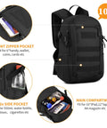 10L Tactical Backpack Small Daypack With MOLLE Rucksack Gear featuring pockets for gadgets and EDC essentials, black, rugged design