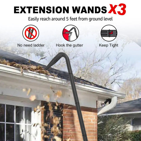 Gutter Cleaning Attachment for 2-1/2 Inch Shop Vac Hose Wet Dry Vacuum Cleaner with extension wands blowing leaves