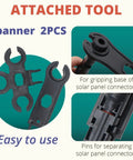 All In One MC-4 Solar Connector Kit showing two spanner wrenches for easy DIY photovoltaic system assembly.