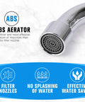 Close-up of ABS aerator on Straight Up Heavy Duty Wall Mount Utility Sink Faucet with polished chrome finish.