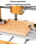 Commercial Grade Aluminum Router Clamping Kit Engineered With Robust T Slot Guides For Dependable Desktop CNC Mill And Laser Engraving Workstation in use on wood.