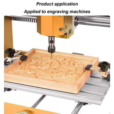 Commercial Grade Aluminum Router Clamping Kit Engineered With Robust T Slot Guides For Dependable Desktop CNC Mill And Laser Engraving Workstation in use on wood.