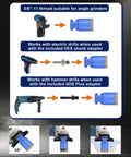Tile Hole Saw Kit With Vacuum Brazed Diamond Bits, 12 Piece Set For Porcelain, Ceramic, Granite, Marble And Quartz, showing adapters for drills