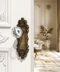 Antique Bronze Dummy Door Knobs Two Pack With Crystal Glass Interior Handles For Hallway Pantry And Closet Doors Old School Vintage Vibe Easy Install And Durable Antique Hardware For Home shown on a white interior door