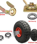 Pair Of Heavy Duty Inflatable Casters With Grippy Rubber Tires And Rolls Like A Dream Double Ball Bearings, industrial swivel components and tires.