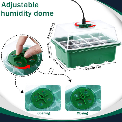 Six Pack Seed Starter Tray Kit With Grow Light And Humidity Dome For Easy Indoor Gardening, 72 Peat Pellets, Six LED Light Covers, 100 Plant Labels, USB Cable And Garden Tools, The Complete Germination Set For Healthy Plants