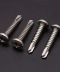 50 Pack 12 X 1 Inch Pan Head Self Drilling Screws For Metal Heavy Duty Phillips Drive Tek Screws 410 Stainless Steel, set of four