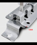 Darn Tough Stainless Steel Sliding Bolt Door Latch With Smooth Automatic Return Action Adjusts Easy For Indoor Outdoor Barn Gate Cupboard Top Shelf Security Hardware close-up showing detailed stainless steel construction.