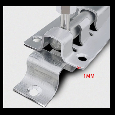 Darn Tough Stainless Steel Sliding Bolt Door Latch With Smooth Automatic Return Action Adjusts Easy For Indoor Outdoor Barn Gate Cupboard Top Shelf Security Hardware close-up showing detailed stainless steel construction.
