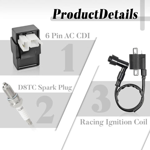 Beefed Up High Performance Ignition Coil Kit With 6 Pin AC CDI Box Spark Plug For CG125cc 150cc 200cc 250cc Engines
