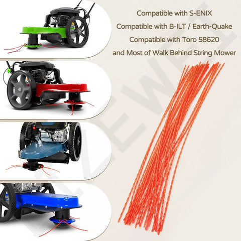 Universal Walk Behind Trimmer Line 21.25 Inch Length 0.155 Inch Diameter 30 Piece Pack Fits Most Walk Behind Mowers Easy Install
