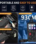 2-In-1 OBD2 Scanner For Cars And Motorcycles With Live Data, Engine Fault Code Reader shown with LCD screen and connections
