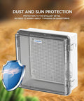 Top Shelf Hella Sturdy Weatherproof Junction Box With Clear Viewing Cover And Din Rail Mounting for dust protection and wiring organization.
