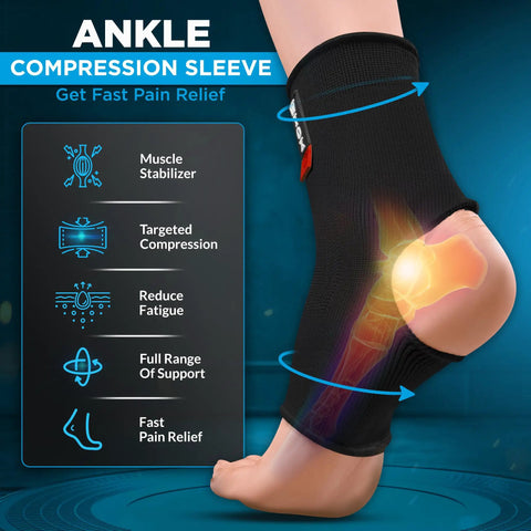 Unisex Ankle Support Brace For Sprained Ankle, Stabilizer Sleeve For Women And Men, Achilles Tendonitis Wrap, Black, Size L XL