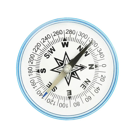 Top view of 100mm Round Orienteering Compass for Outdoor Navigation, featuring large clear dial and easy read scale.