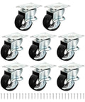 Rock Solid Universal One Inch Caster Wheels Set Of Eight in matte black with ball bearings for smooth 360-degree swivel action.