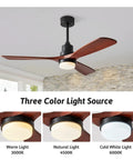 52 Inch Ceiling Fan With Lights Remote Control Wood Finish Quiet Reversible DC Motor Sleep Timer 6 Speeds Energy Efficient