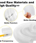 Heavy Duty 2.5 X 10 Ft Dust Collection Hose White Pvc Flexible Tube With Knot Proof Carbon Steel Coil And Quick Grip Clamps shown with features like better puncture and bending.