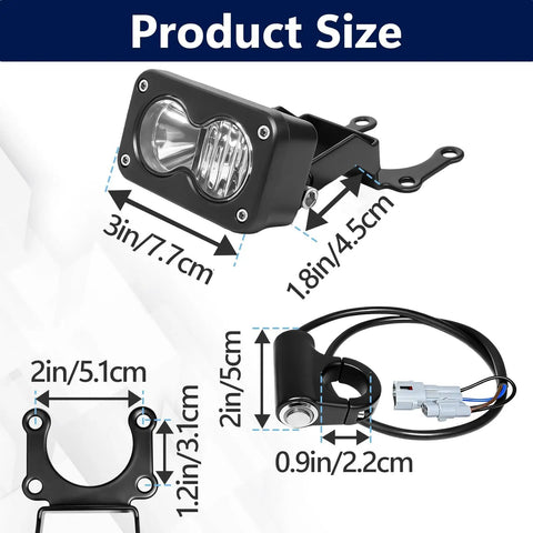 Beefy Electric Dirt Bike Headlight Kit With 6000 To 6500K LED Light Bar And Control Switch for Surron Light Bee X S Pro SS Segway X260 Talaria