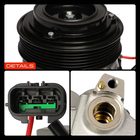 Heavy Duty AC Compressor Assembly With Clutch For Kia Forte 2022 2023 2024 showcasing top, connector, and fitting details.