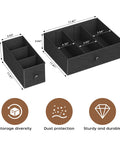 Dimensions of black Coffee Pod Drawer Organizer For Countertop That Holds 52 Pods K Cup And Nespresso Capsules with mug rack.