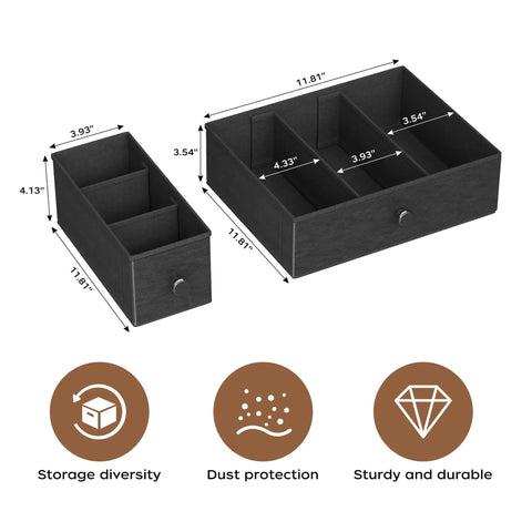 Dimensions of black Coffee Pod Drawer Organizer For Countertop That Holds 52 Pods K Cup And Nespresso Capsules with mug rack.