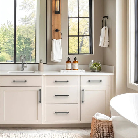 10 Pack 5 Inch Matte Black Cabinet Pulls Featuring Ultra Chic Rust Resistant Zinc Alloy Build For A Certified Top Shelf Kitchen Reno Upgrade That Drops Major Style On Every Drawer And Cupboard Space on stylish bathroom cabinets.