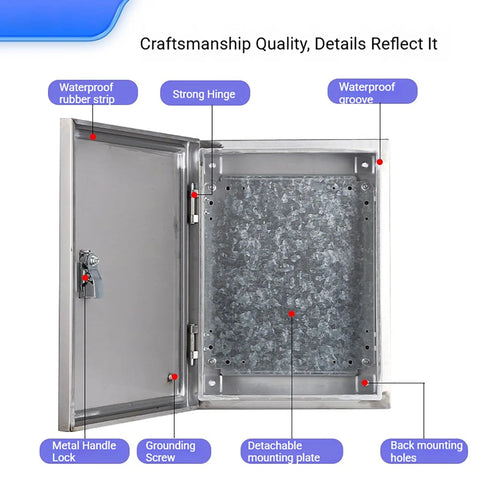Heavy Duty Stainless Steel Outdoor Electrical Junction Box Waterproof Weatherproof Enclosure For Rugged Environments Pro Grade Corrosion Resistant Rainproof Dustproof Protection Easy Access And Durable Construction, open