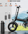 Compact Foldable 14 Inch Electric Bike For Adults With 500W Motor, 23 MPH Top Speed, 35 Mile Range, charging indoors