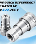 Beefy Quick Disconnect Vacuum Fitting For Composite Bagging High Temperature Up To Five Hundred Degrees Fahrenheit Stainless Steel Coupler One Quarter Inch Quick Connect Industrial Pro Grade For High Heat Vacuum Bagging, 1/4 NPT