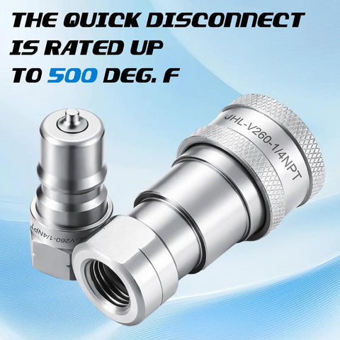 Beefy Quick Disconnect Vacuum Fitting For Composite Bagging High Temperature Up To Five Hundred Degrees Fahrenheit Stainless Steel Coupler One Quarter Inch Quick Connect Industrial Pro Grade For High Heat Vacuum Bagging, 1/4 NPT