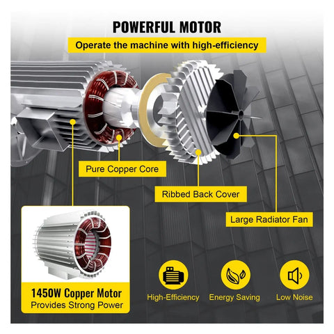 Close-up of 1450W copper motor for Heavy Duty 800 Kg Electric Chain Hoist Winch with remote control, showcasing design and components.