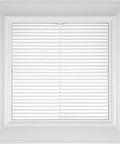 Designer Grille Fan Cover for Exhaust Fans 13 Inch Square in white with ABS material and beveled edges, front view.