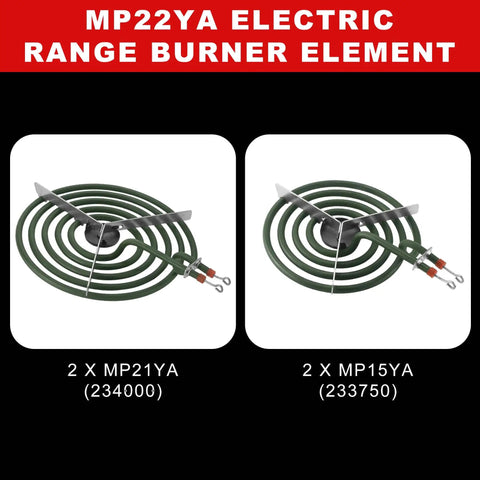 Electric Range Burner Element Replacement Set For 8-Inch MP21YA And 6-Inch MP15YA Fast Heat Up And Even Cooking Durable Nickel Molybdenum