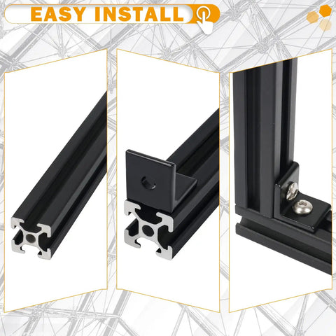 Ten Pack 2020 Series 2 Hole 90 Degree Inside Corner Bracket Kit For Aluminum Extrusion 6mm Slot Black L Corner Brackets installed